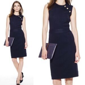Tory Burch Beverly Linen Blend Black Sleeveless Sheath Dress Size XL